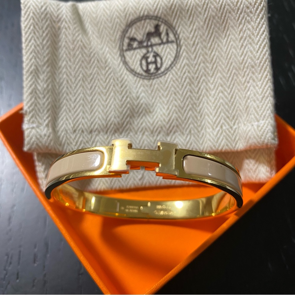 Hermes PM Clic H Bracelet in Beige